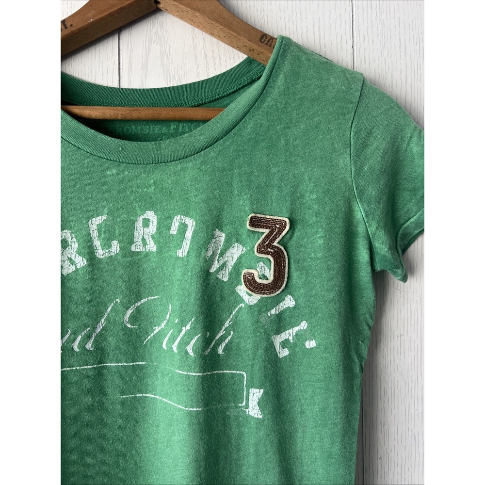 Abercrombie & Fitch Vintage Y2K Baby Tee Fitted Womens Small Vintage Distressed - Picture 2 of 10